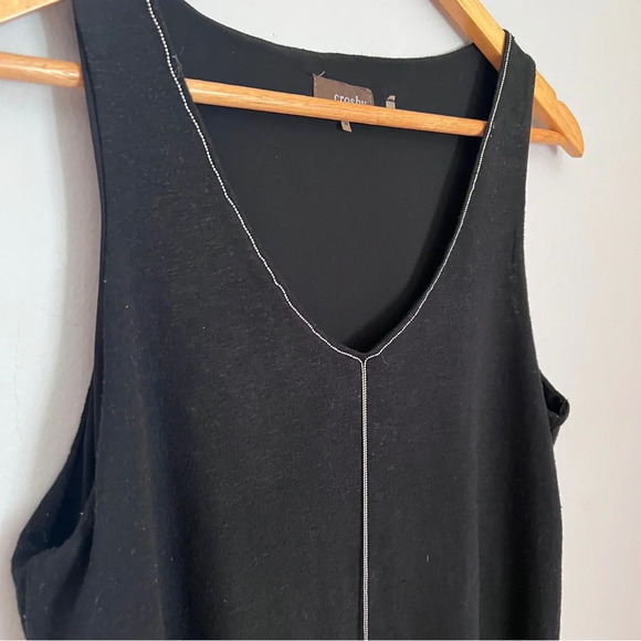 Crosby Sleeveless Black Linen Top Silver Chain Design at Neckline Size M in EUC - Picture 2 of 7